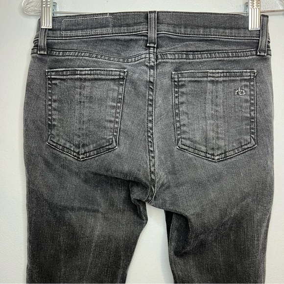 Rag & Bone Women's 26 Mid Rise Skinny Distressed Moto Jeans Black Side Zipper - Picture 8 of 10